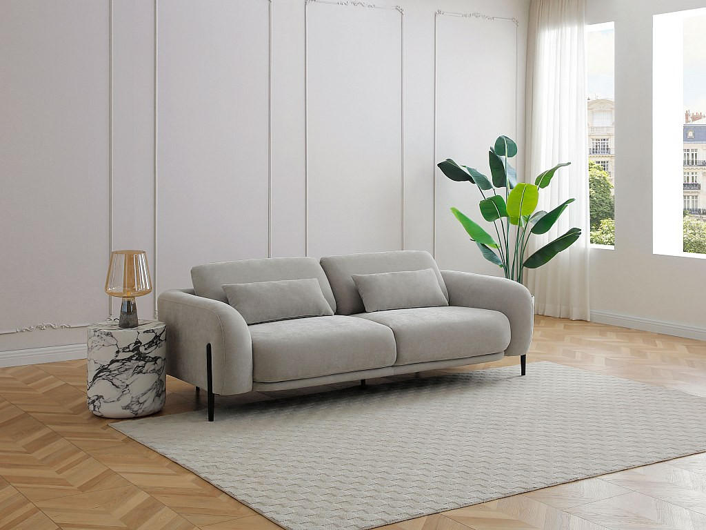 SOFA 3-Sitzer mit verstellbarer Rückenlehne - Stoff Hellgrau - ARAVIO - Hellgrau, Textil (102/100/210cm) - Vente-Unique