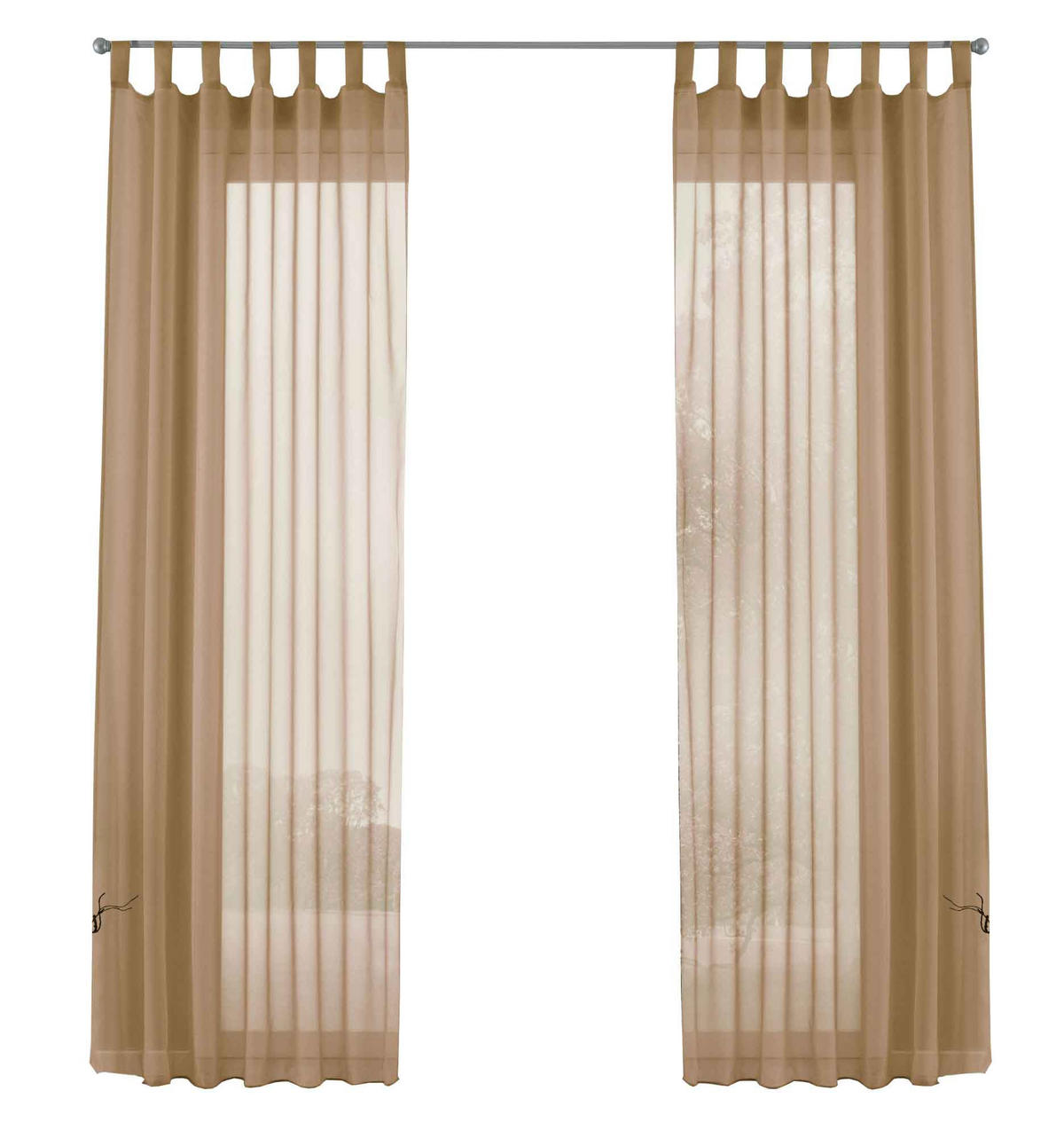 SCHLAUFENGARDINEN Voile 2er Set 175x140 cm Sand - Sandfarben, Textil (140/175cm) - Gardinenbox.eu