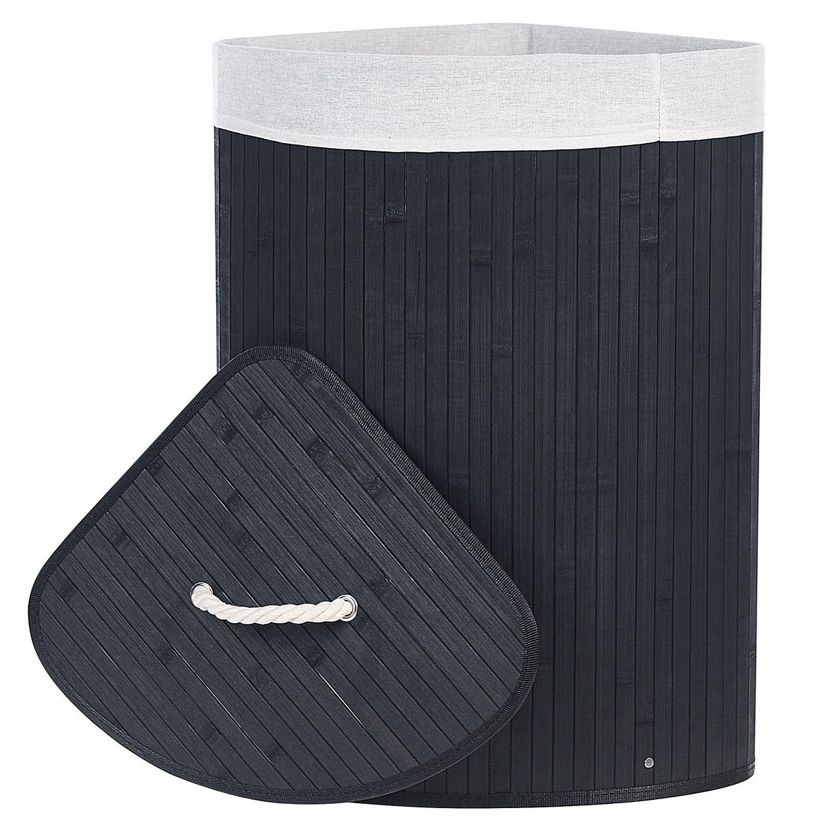 KORB Schwarz Matara - Schwarz/Weiß, Holz (60/60/35cm) - Beliani