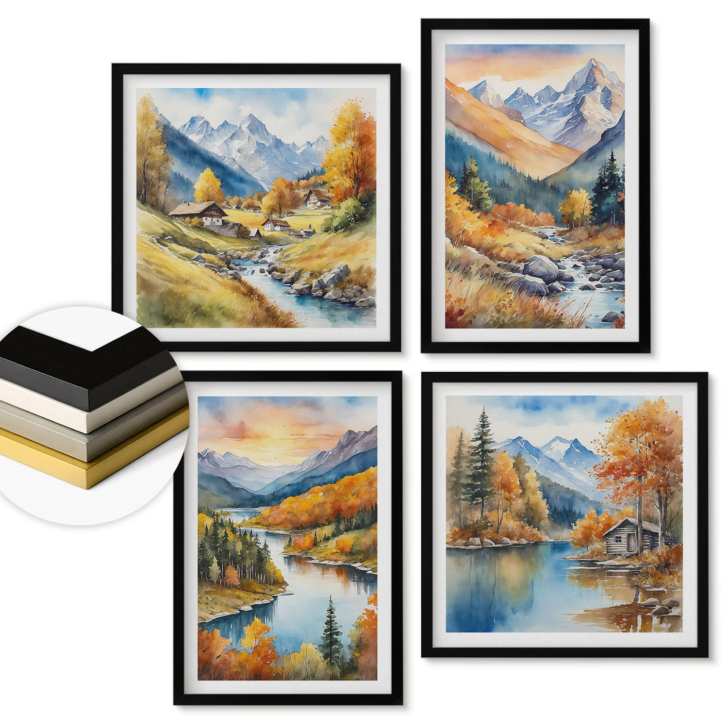 ArtPrintCave Wandbilder Schwarz 50x50 cm