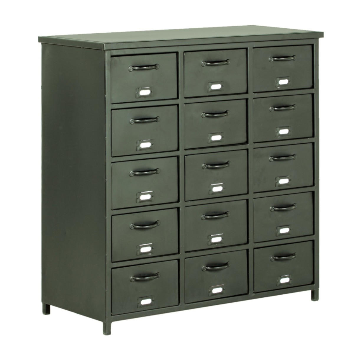 KOMMODE 15 Schubladen aus Metall, grün - Grün, Metall (88/88/37cm) - Giga Meubel