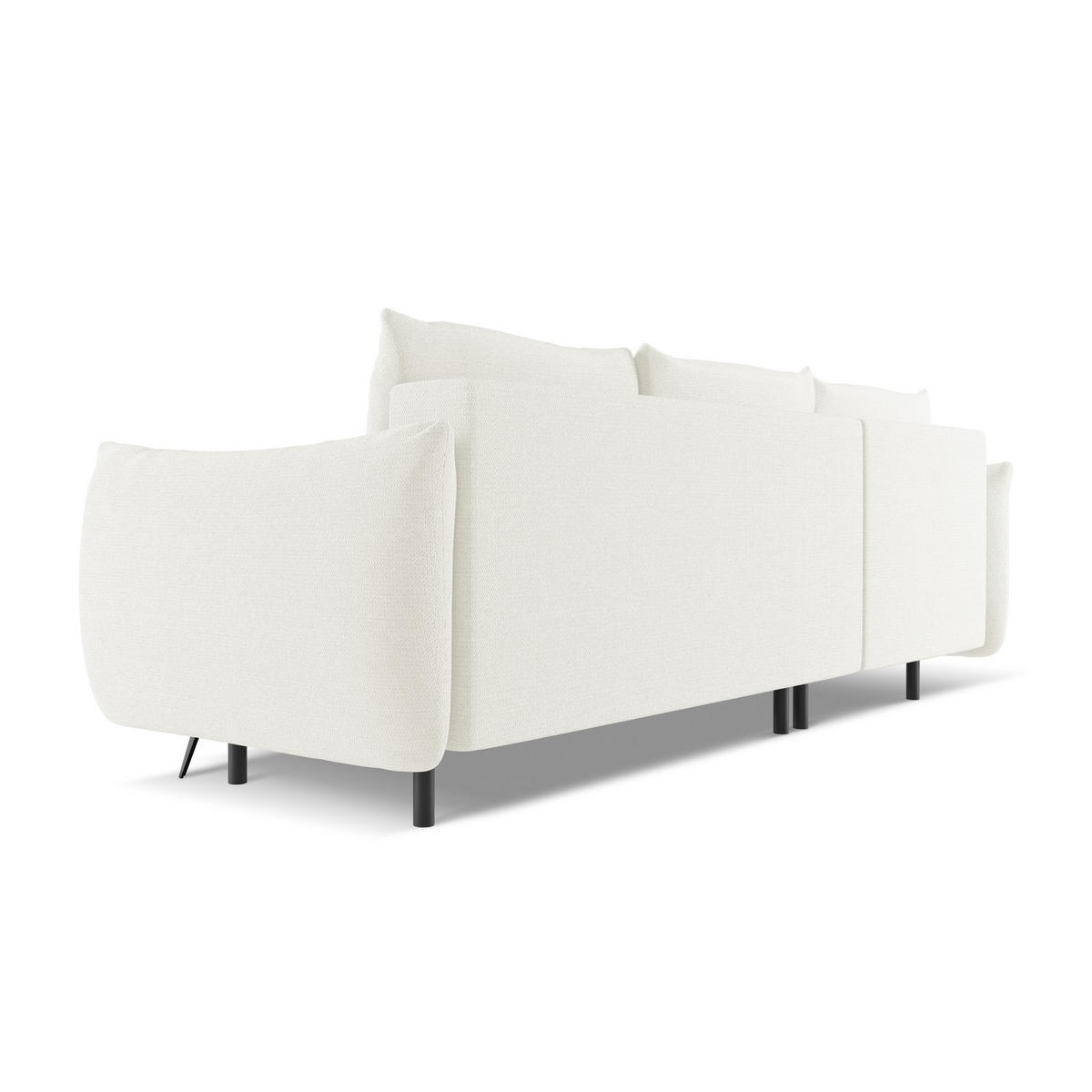 ECKSOFA mit Schlaffunktion Chenille Stoff Weiß - Schwarz/Weiß, Textil/Metall (162/242cm) - LaMiaSofa