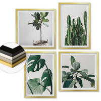 WANDBILDER 4er Set - 50x50 cm & 40x60 cm Goldrahmen - Ästhetik tropischer Pflanzen - Goldfarben, Kunststoff (50/50cm) - ArtPrintCave