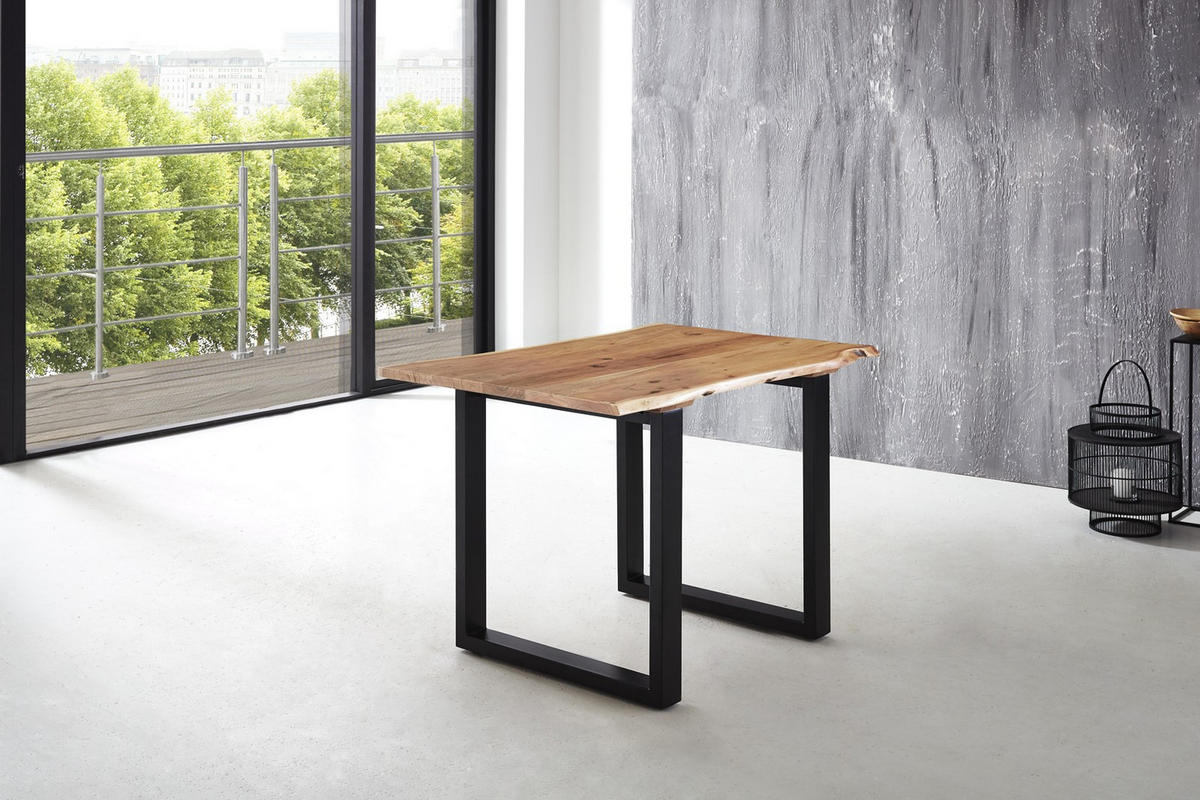 ESSTISCH LUBIN - Beige/Schwarz, Holz/Metall (80/140/77cm) - SAM