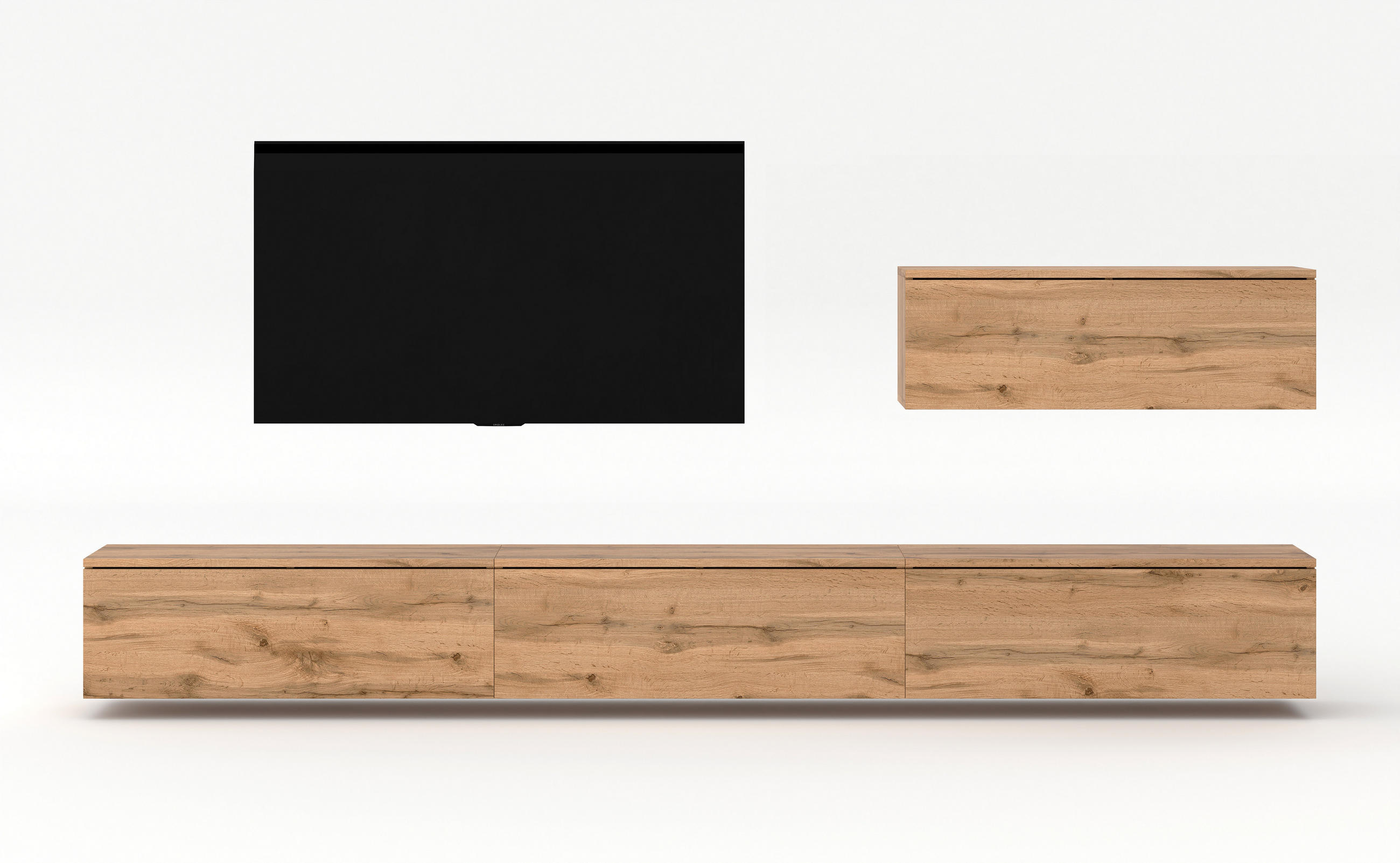 WOHNWAND Loriano IV Eiche, Wotan 300/68/32 cm Anbauwand - Braun, Holzwerkstoff/Kunststoff (300/68/32cm) - AX Living