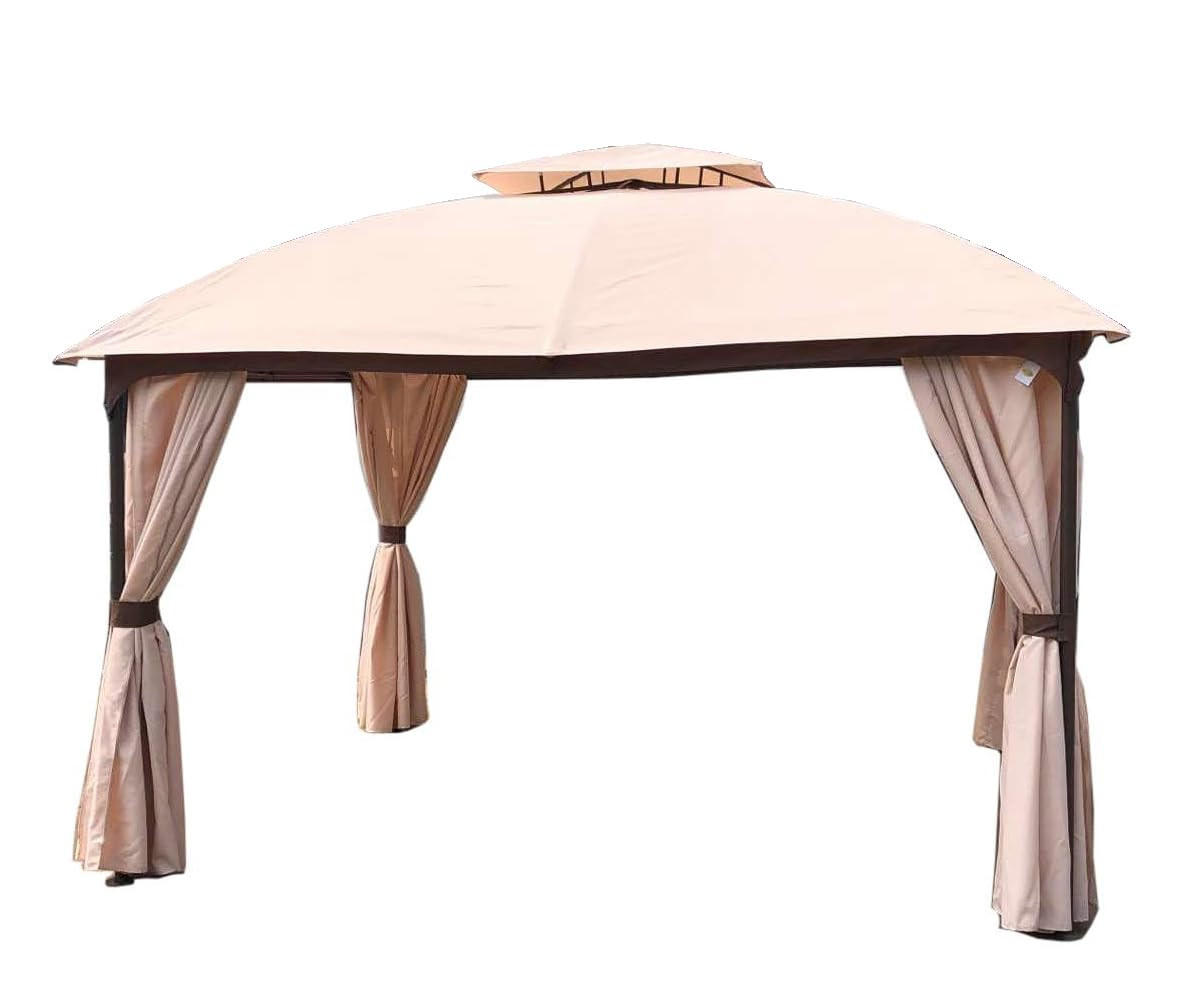 PAVILLON Hamm Stahl Beige Polyester Gartenpavillon Gartenlaube - Beige, Kunststoff (360/270/300cm) - DELUKE