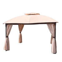 PAVILLON Hamm Stahl Beige Polyester Gartenpavillon Gartenlaube - Beige, Kunststoff (360/270/300cm) - DELUKE