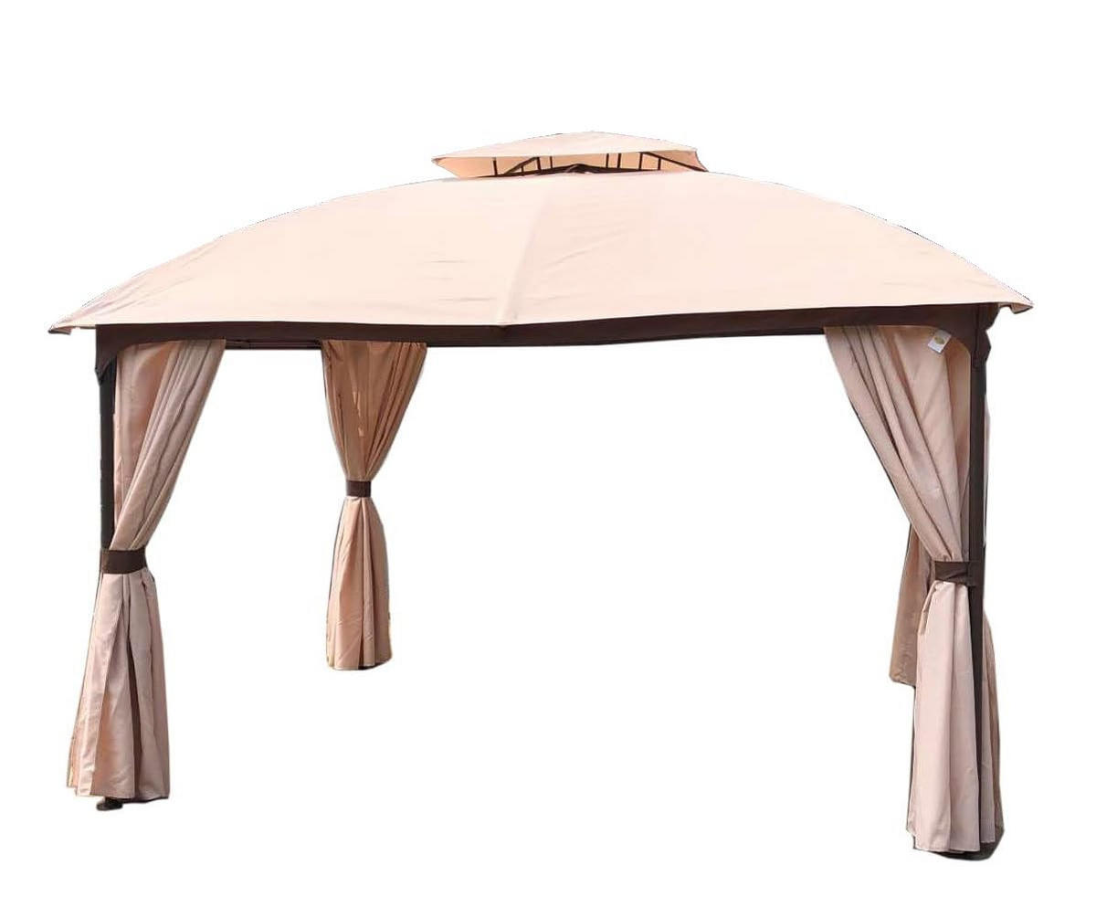 PAVILLON Hamm Stahl Beige Polyester Gartenpavillon Gartenlaube - Beige, Kunststoff (360/270/300cm) - DELUKE