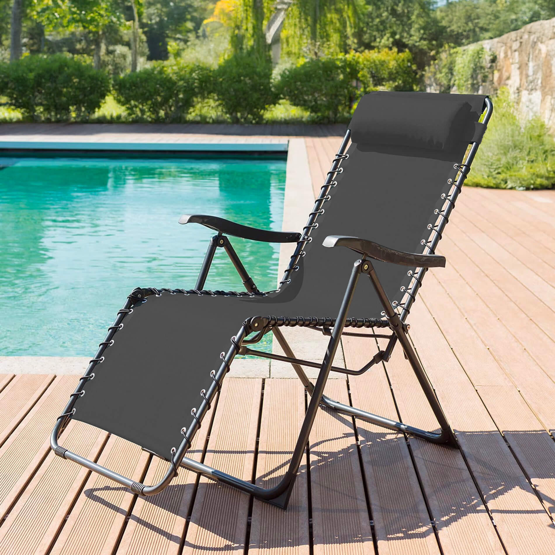 GARTEN-RELAXSESSEL Dunkelgrau 104/66/113 cm - Grau, Metall (66/113/104cm) - Mobili Rebecca