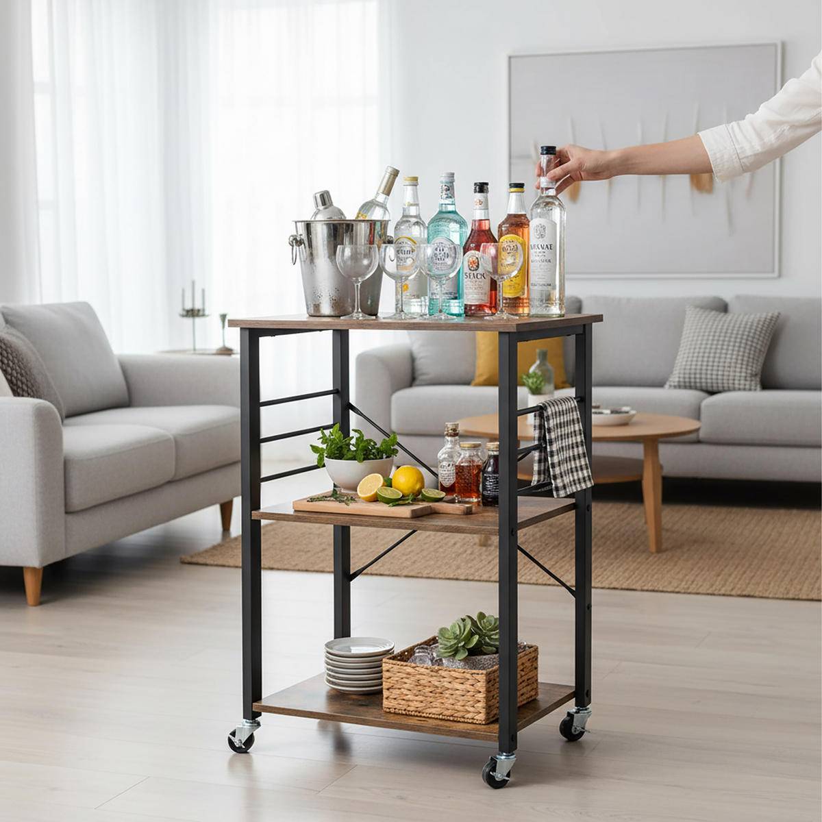 KÜCHENWAGEN - Multicolor, Holzwerkstoff/Metall (60/89/40cm) - Relaxdays