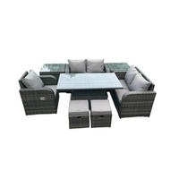 GARTENSOFA SET Polyrattan Dunkelgrau 7-Sitzer - Dunkelgrau, Metall - Fimous