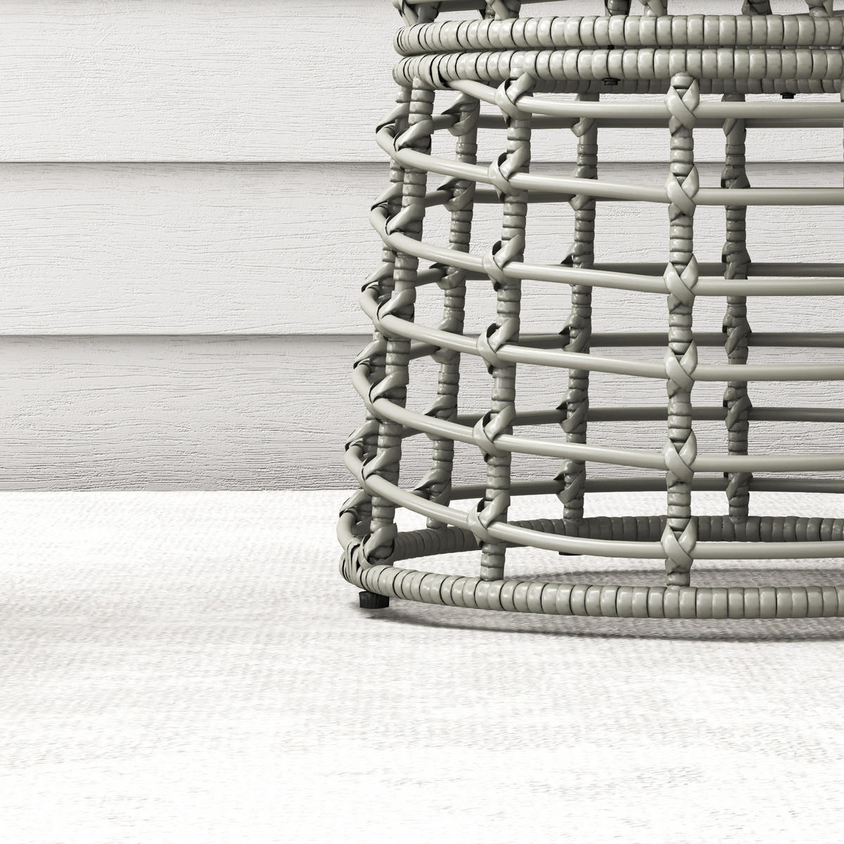 GARTENBEISTELLTISCH DE-13611 rund mit Composite-Platte, PE-Rattanoptik Grau - Grau, Kunststoff/Metall (45/45/50cm) - ComfortXL
