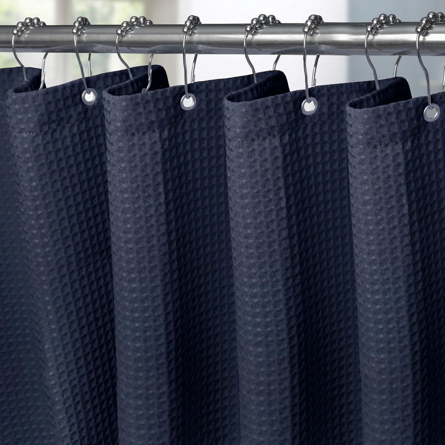 DUSCHVORHANG Waffelstoff Marineblau 152 x 182 cm - Dunkelblau, Textil (152/182cm)