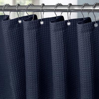 DUSCHVORHANG Waffel 92 x 182 cm Marineblau - Dunkelblau, Textil (92/182cm)
