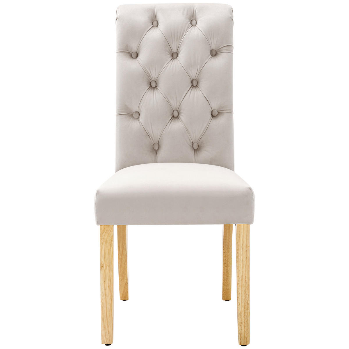 STUHL-SET DE-35663 6 Stück mit Knopfakzenten und Eichenbeinen Beige - Beige, Holz (43/100/63cm) - ComfortXL