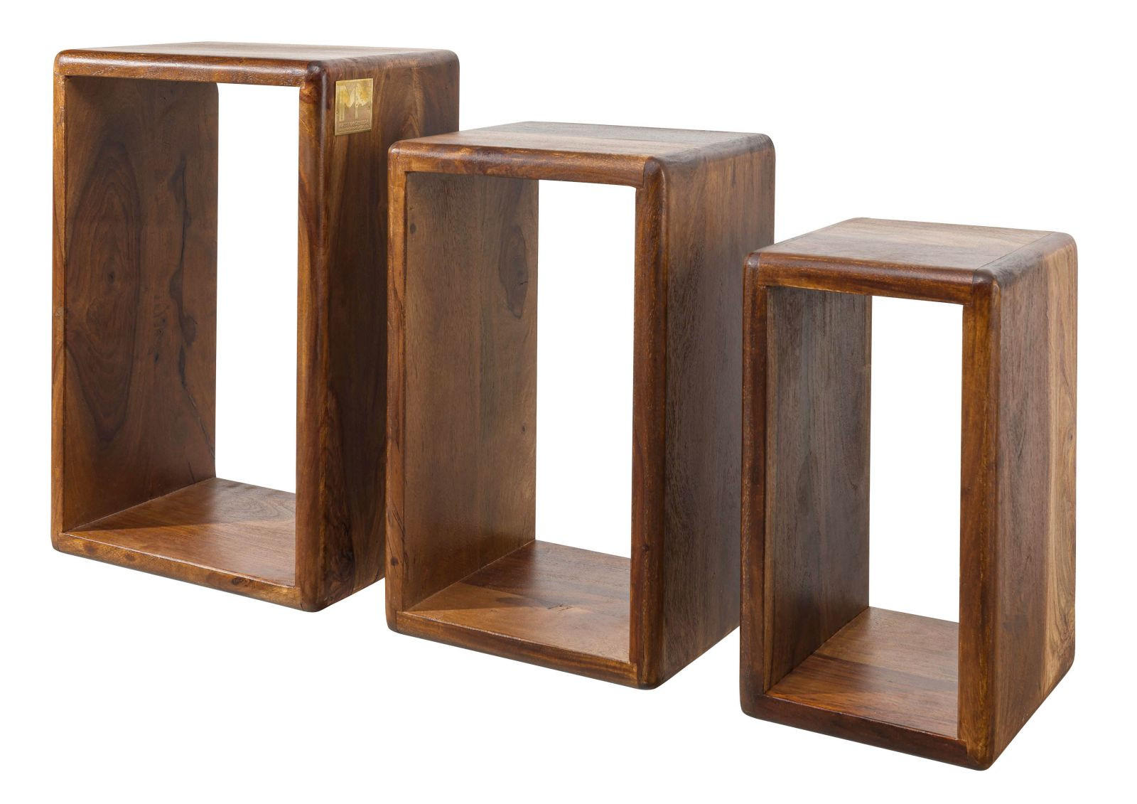 WANDREGAL Set Sheesham 45x20x30 walnuss gewachst TORONTO #242 - Walnussfarben, Holzwerkstoff (45/30/20cm) - Massivmoebel24