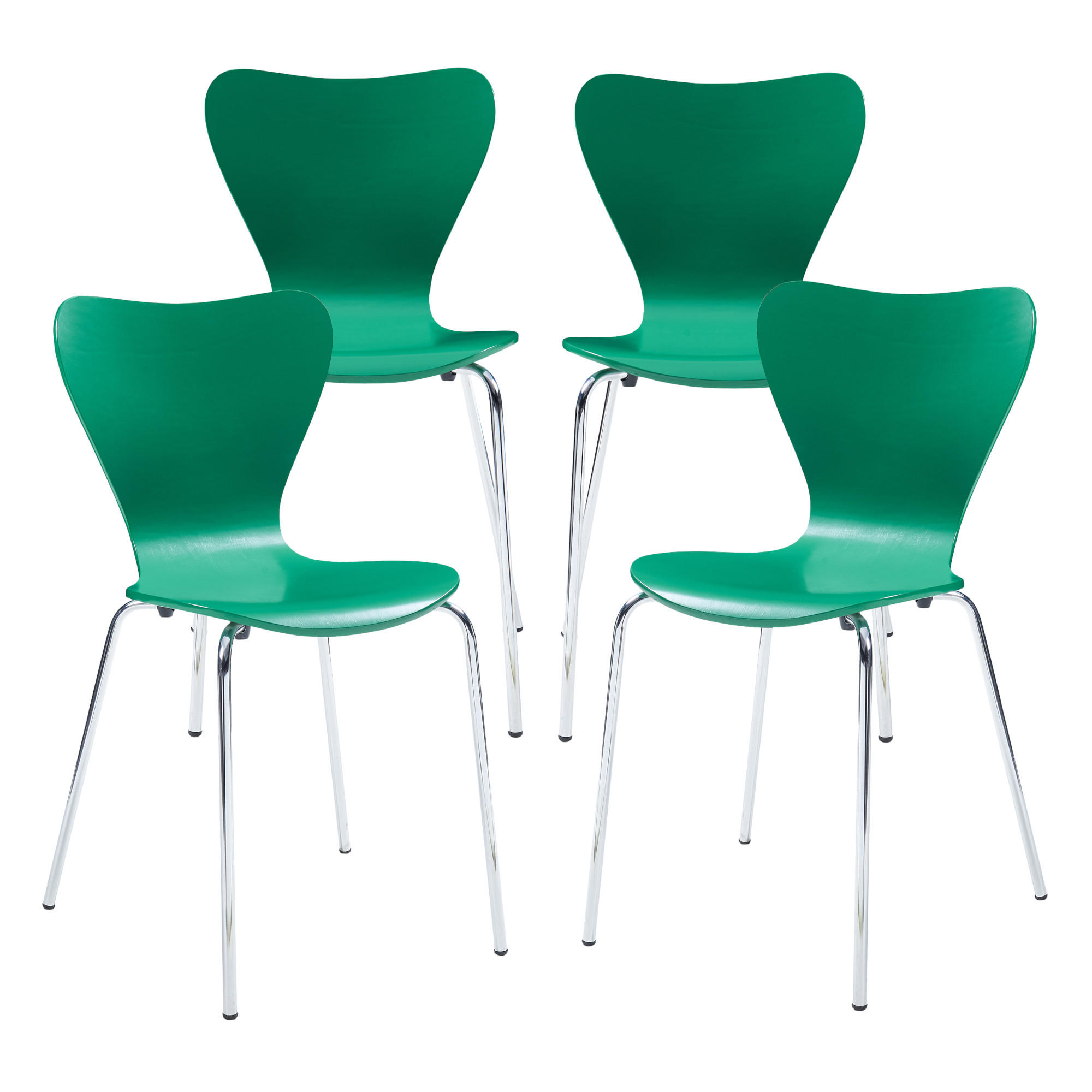 ESSZIMMERSTUHL-SET 4 TLG. Essunga - Chromfarben/Grün, Holz/Metall (48/80/45.5cm) - [en.casa]