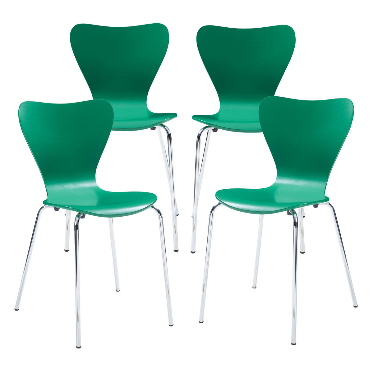 ESSZIMMERSTUHL-SET 4 TLG. Essunga - Chromfarben/Grün, Holz/Metall (48/80/45.5cm) - [en.casa]