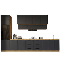 KÜCHENZEILE 440 cm - Langen KL8-M440 in Grau/Matt - Schwarz/Grau, Holz/Metall (440/248/58cm)