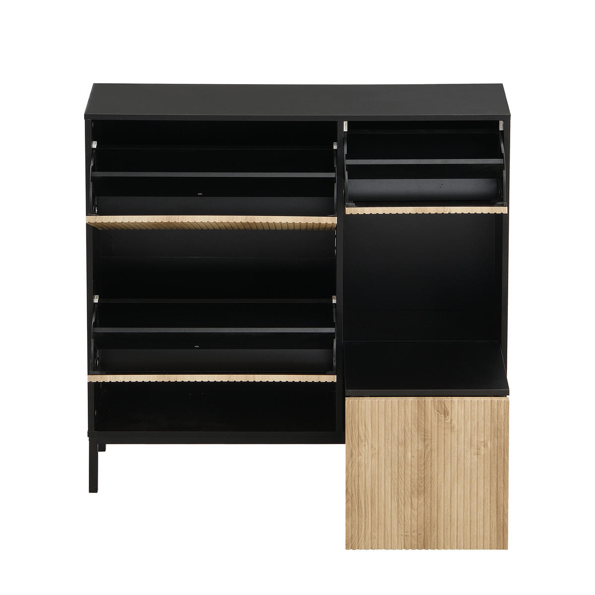 SCHUHSCHRANK aus MDF 100x25x100cm in Natur mit ausziehbarer Sitzbank - Naturfarben, Holzwerkstoff (100/100/25cm) - Modfu