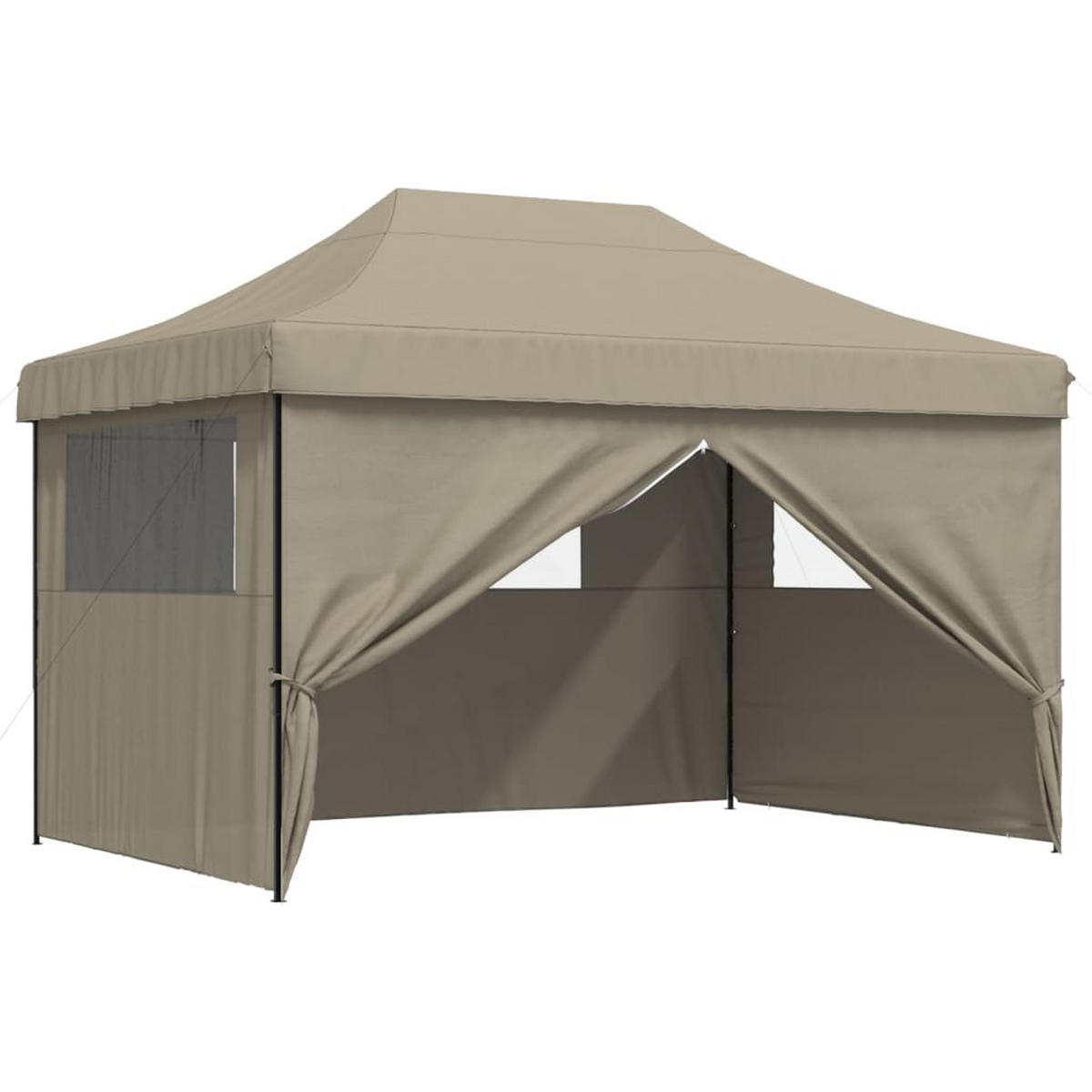 PARTYZELT Faltbar Pop-Up Mit 4 Seitenteilen Taupe - Schwarz, Textil (279/315/410cm) - vidaXL