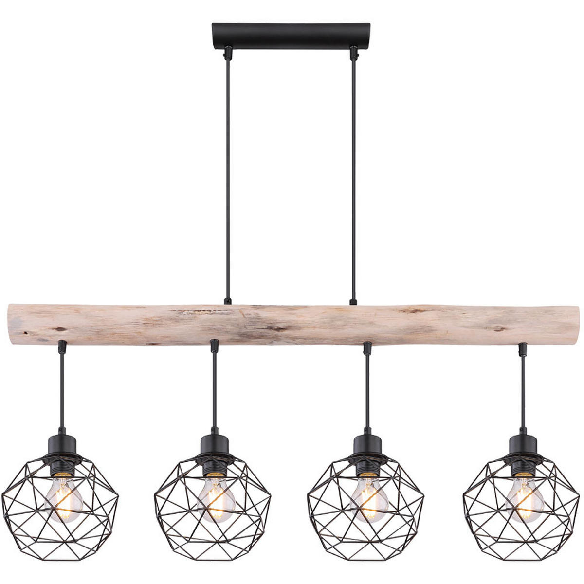 LED HÄNGELEUCHTE Holz Braun Gitter Design - Braun, Holz/Metall (85/18/120cm) - Globo Lighting