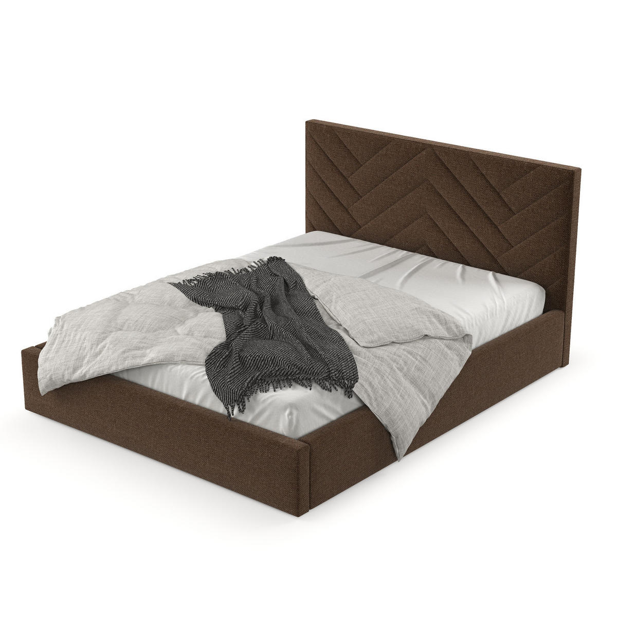 POLSTERBETT Arco 140/200 cm Braun im Inari Stoff - Schwarz/Naturfarben, Holz/Holzwerkstoff (140/200cm) - AltaBeds