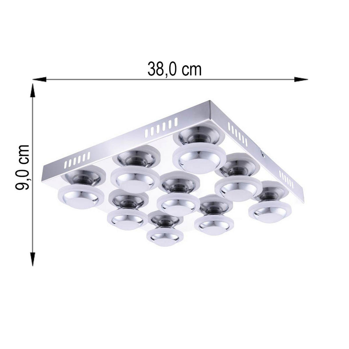 LED DECKENLEUCHTE Carter Silber Chrom - Silberfarben, Metall (38/38/9cm) - Wofi