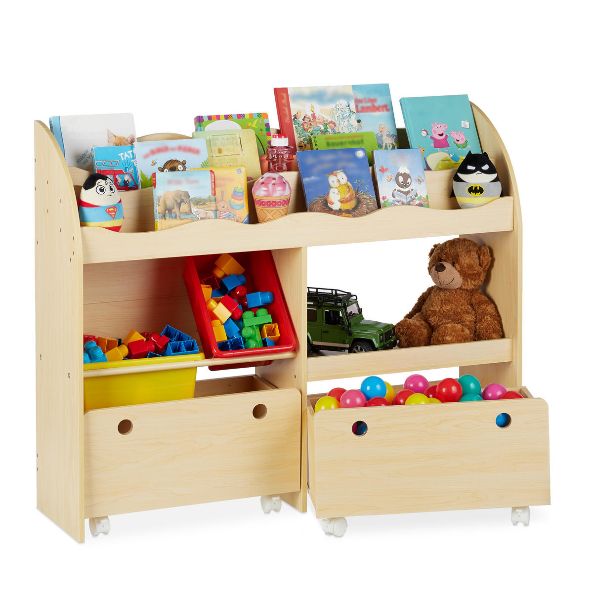 KINDERREGAL Spielzeug - Hellbraun, Holzwerkstoff/Kunststoff (108/88/29cm) - Relaxdays