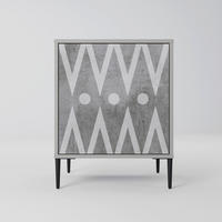 SIDEBOARD SHARP EDGES, Grau, 57,5x42x72,5 cm, Schwarze Metallfüße - Multicolor/Schwarz, Holzwerkstoff/Metall (57.5/72.5/42cm) - SpaceRebels