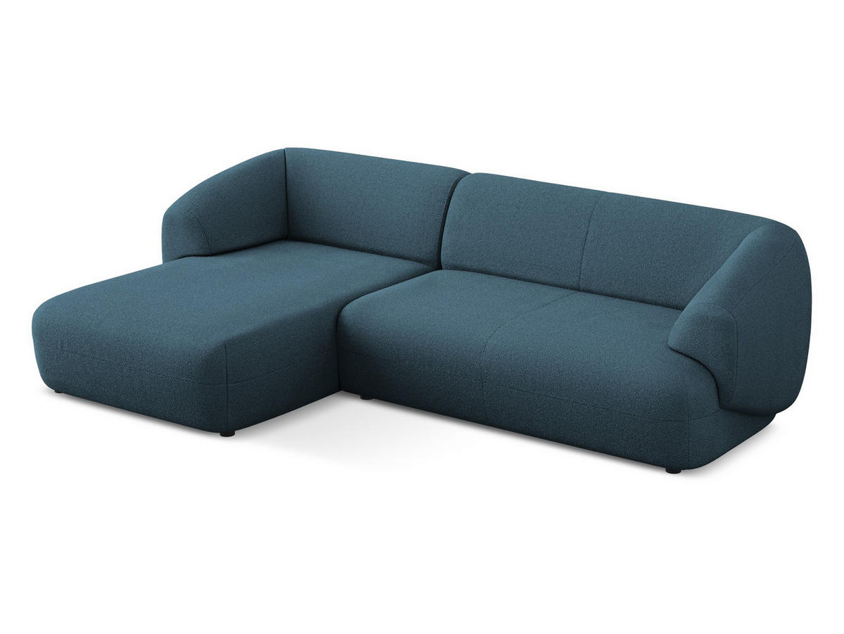 ECKSOFA Links Bouclé Stoff Blau - Blau/Schwarz, Kunststoff/Textil (156/280cm) - Makamii