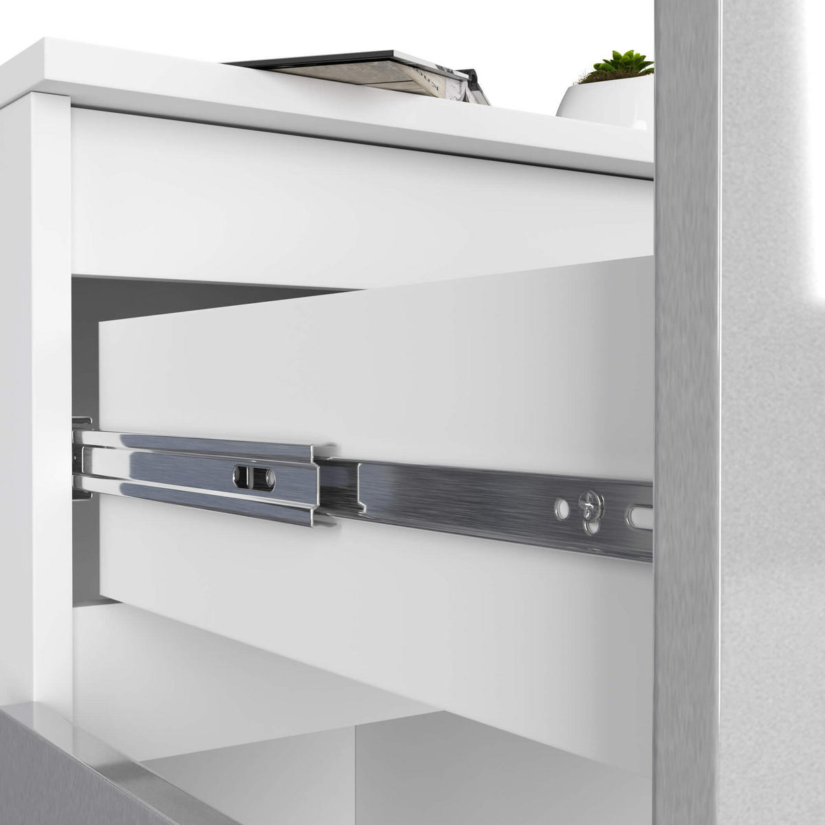 KOMMODE Weiß, Metallisch Glanz 99/80/40 - Weiß, Holzwerkstoff (80/99/40cm) - RAUMHIRSCH FURNITURE