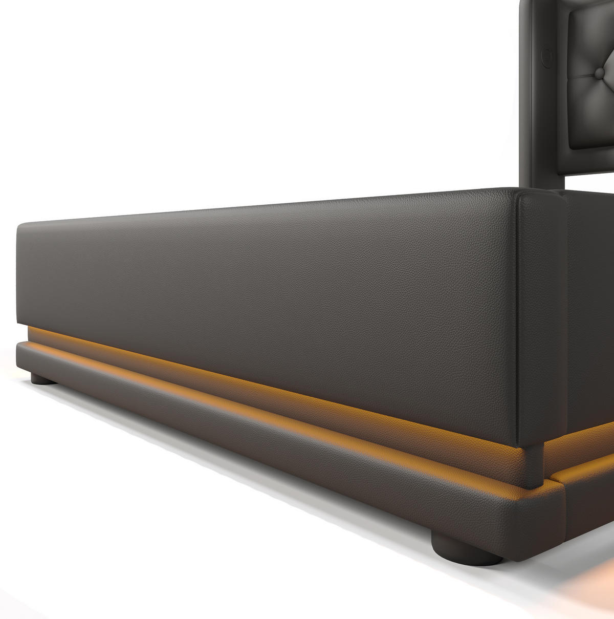 TAPECIRANI krevet od PU materijala 90x200 cm crna s USB i USB-C priključcima, LED rasvjetom i hidrauličkim spremištem - crna, koža (90/200cm) - Modfu