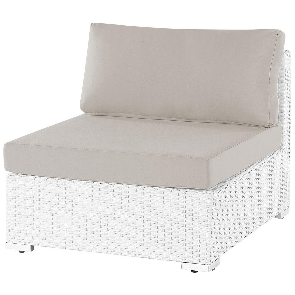 LOUNGE SET 4-Sitzer weiß rechtsseitig modular Auflagen sandbeige Sano - Beige/Weiß, Kunststoff - Beliani