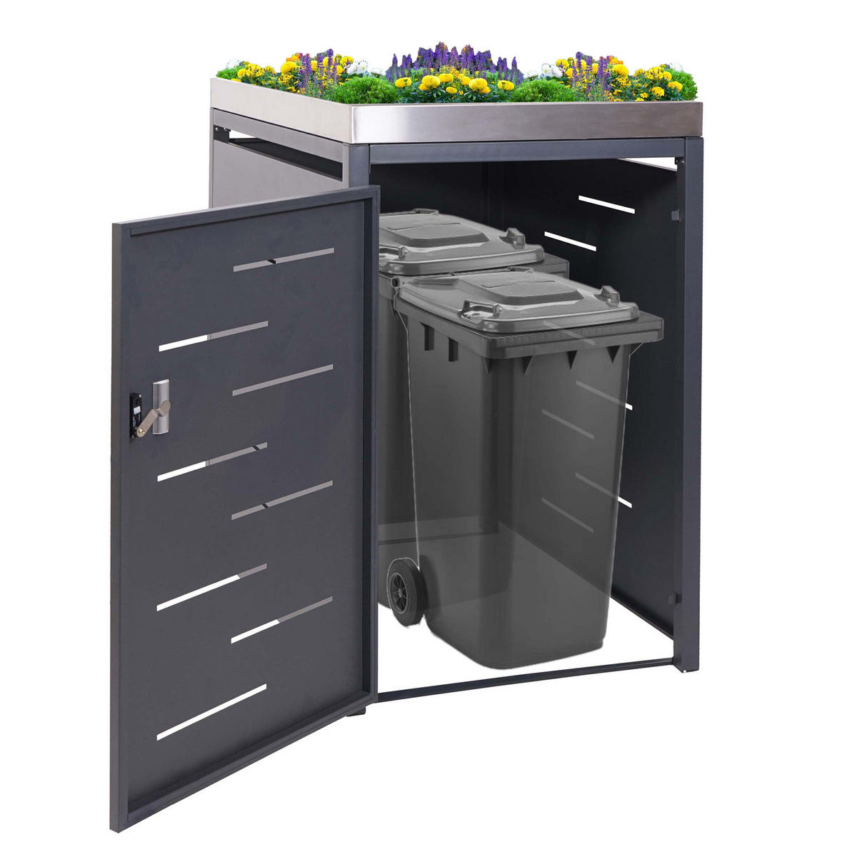 1ER-/2ER-MÜLLTONNENVERKLEIDUNG Anthrazit - Anthrazit, Metall (75/125/102cm) - MCW