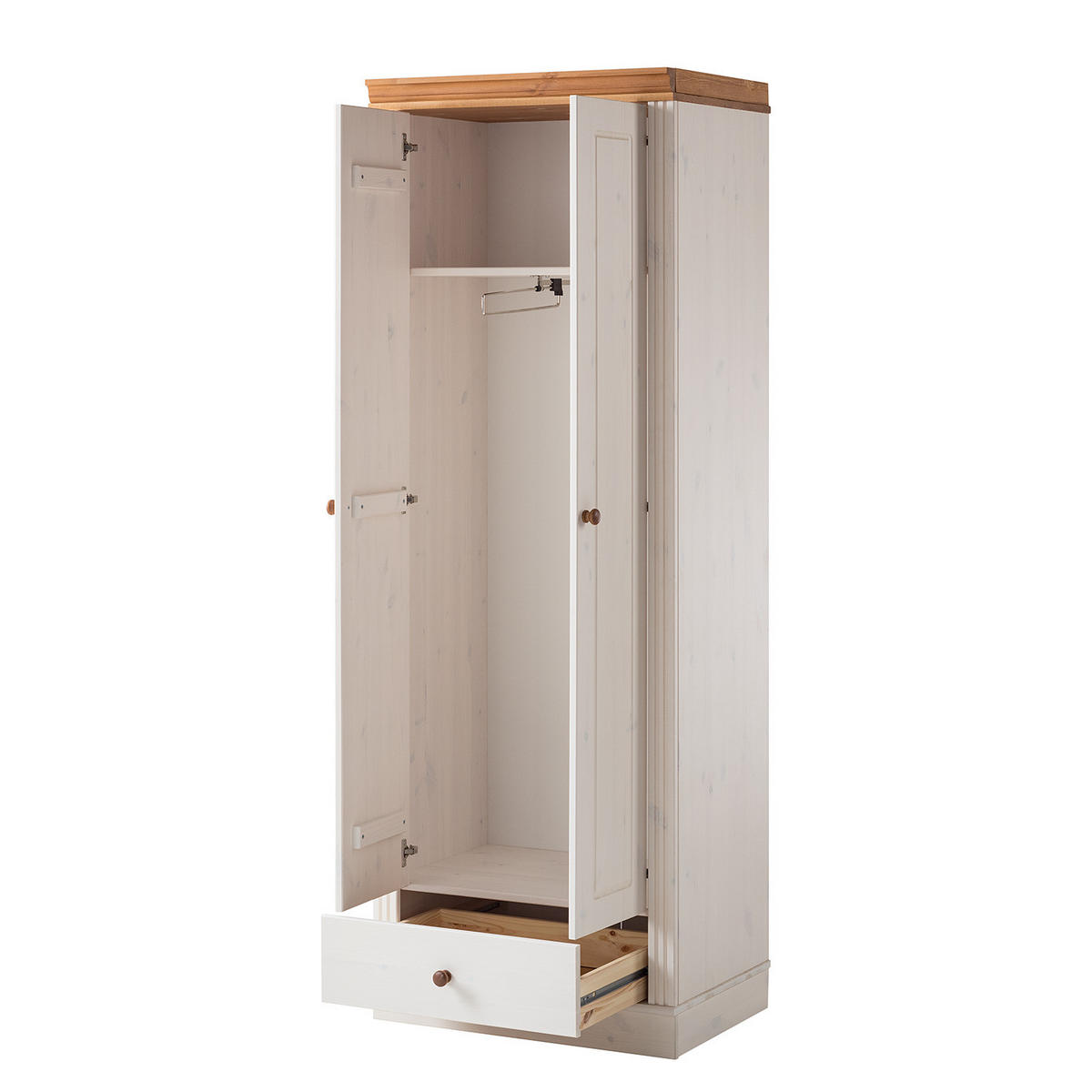 GARDEROBENSCHRANK - Kiefer massiv - Kieferfarben, Holz (65/180/45cm) - home24