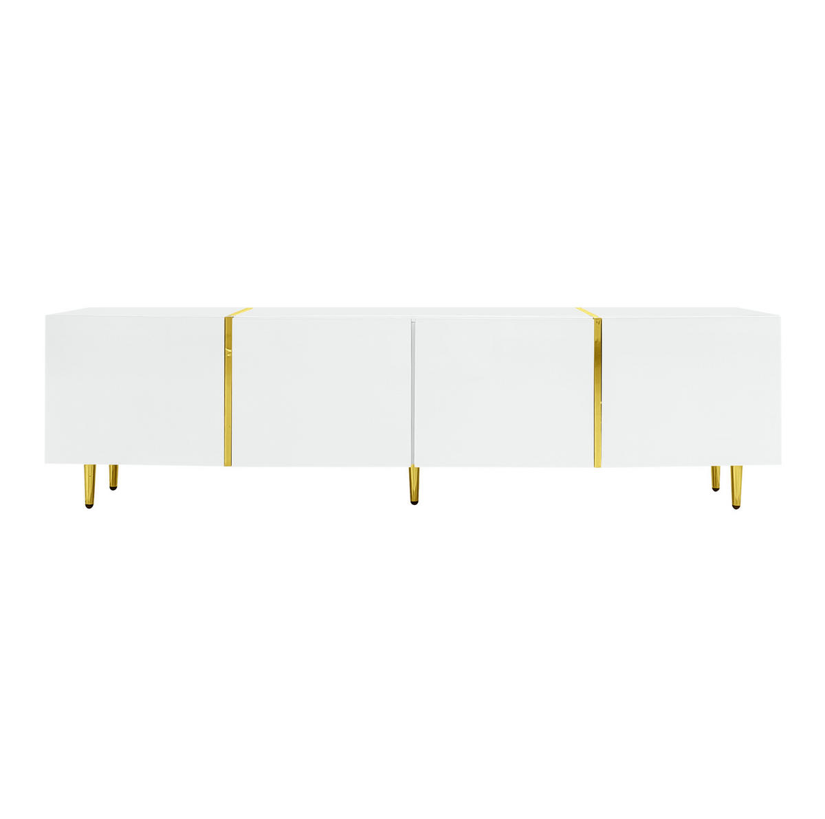TV-SCHRANK aus MDF 170x35x46 cm Weiß Hochglanz mit 4 Türen und Soft-Close-Scharnieren - Weiß, Holzwerkstoff (170/46/35cm) - Modfu