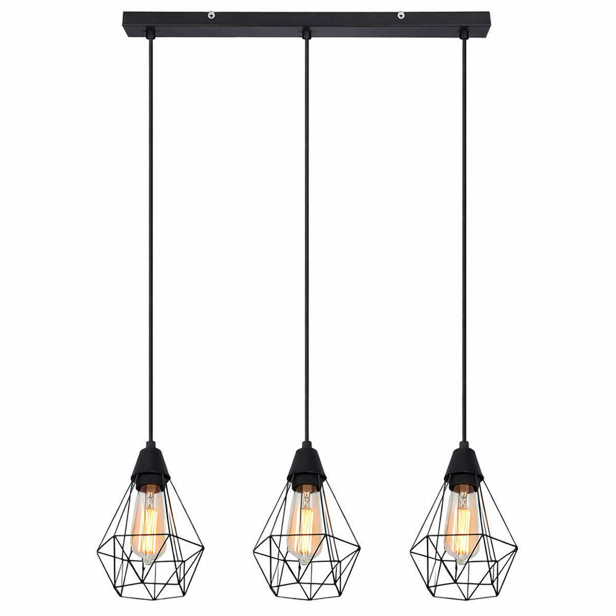 LED HÄNGELEUCHTE Metall Gitter Schwarz - Schwarz, Metall (58/15/120cm)