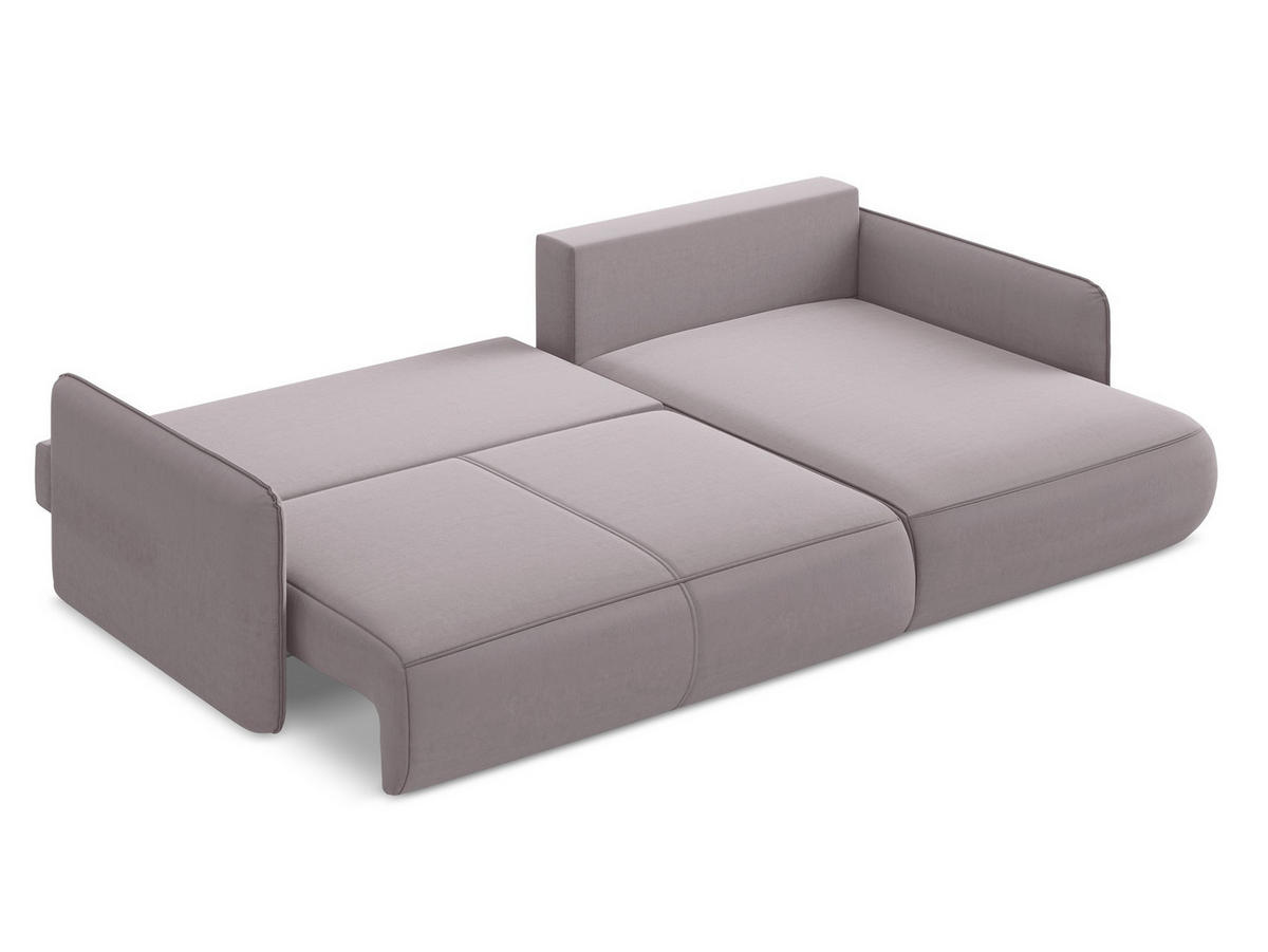 ECKSOFA mit Schlaffunktion Samt Stoff Violett - Lila/Flieder, Kunststoff/Textil (240/148cm) - Makamii