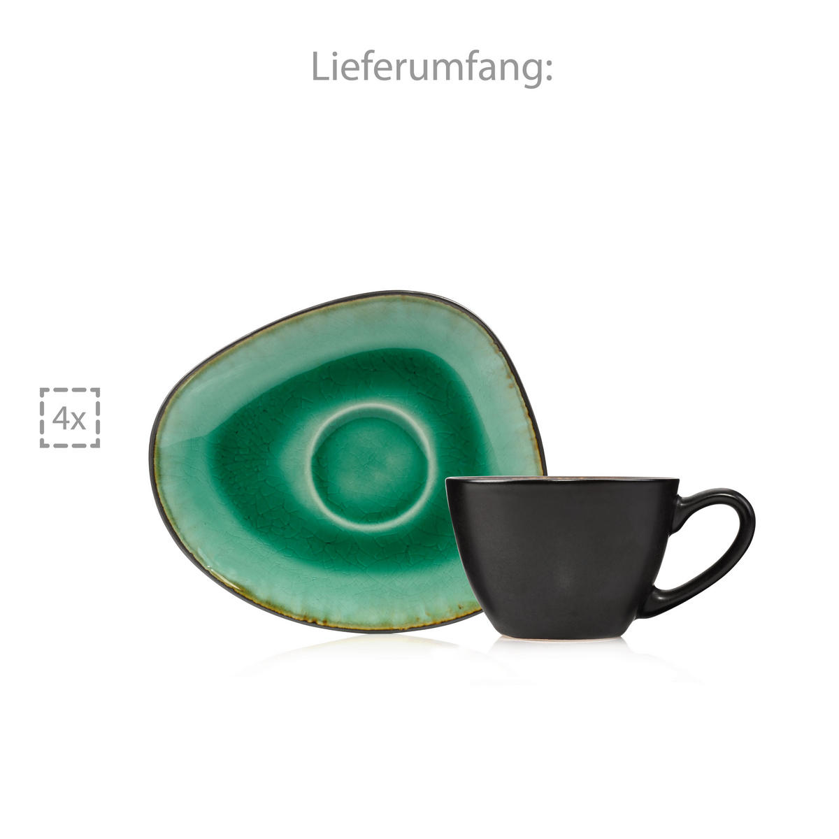 ESPRESSOTASSEN SET PALM BEACH - 8 teilig aus Steingut - Grün, Keramik (0.1L) - Sänger