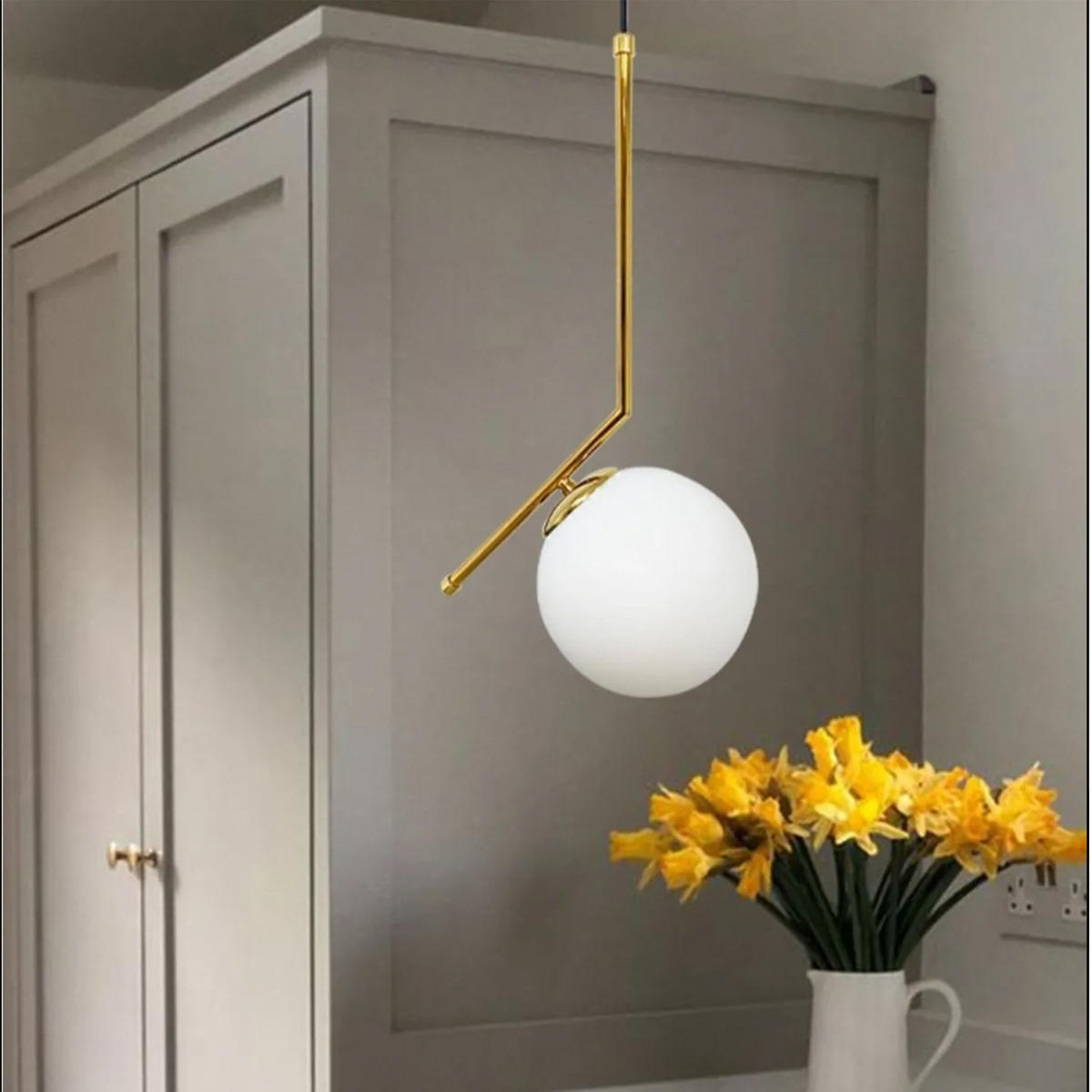 PENDELLEUCHTE Wohnzimmer Waterfor - Goldfarben, Glas/Metall (50/30/50cm) - Bamyum