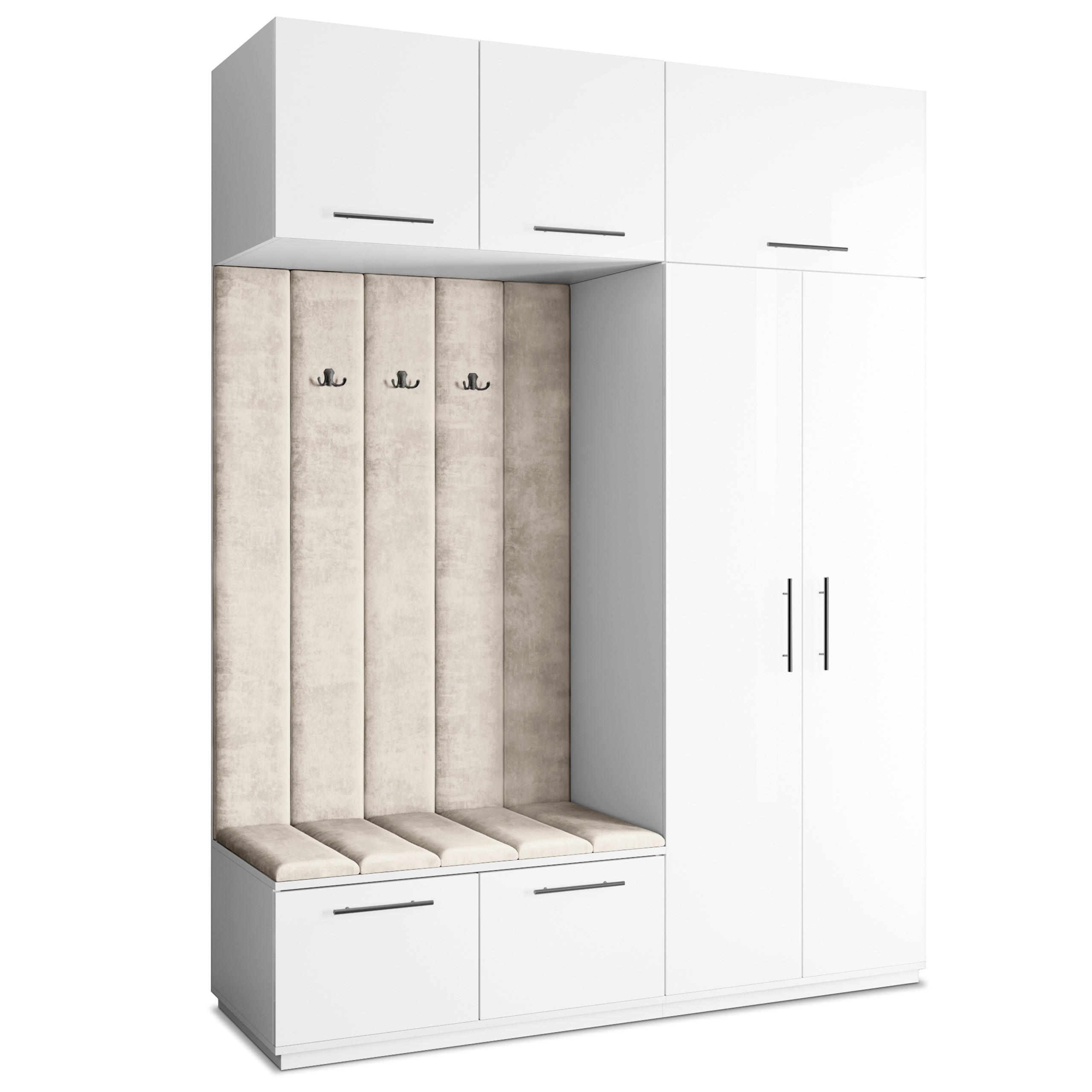 Masseno Garderobenschrank Weiß, Beige 180x240x60 cm