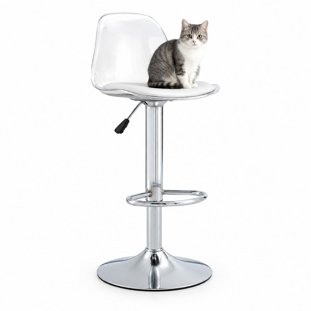 BARHOCKER 2er-Set 82–104 cm Weiß/Silberfarben mit Drehfunktion - Weiß, Metall (40.5/99/40.5cm) - MIVRAY