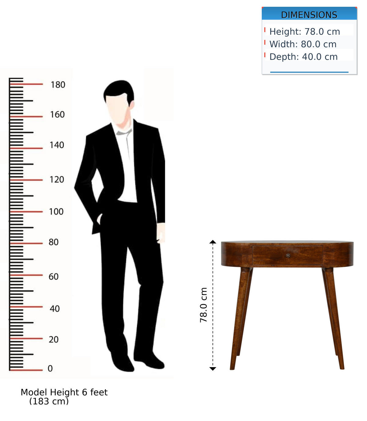 KONSOLENTISCH im Kastanienholz-Finish aus MassivholZ, 1 Schublade, Nordische Beine - Messingfarben/Braun, Holz/Metall (40/80/78cm) - Artisan Furniture