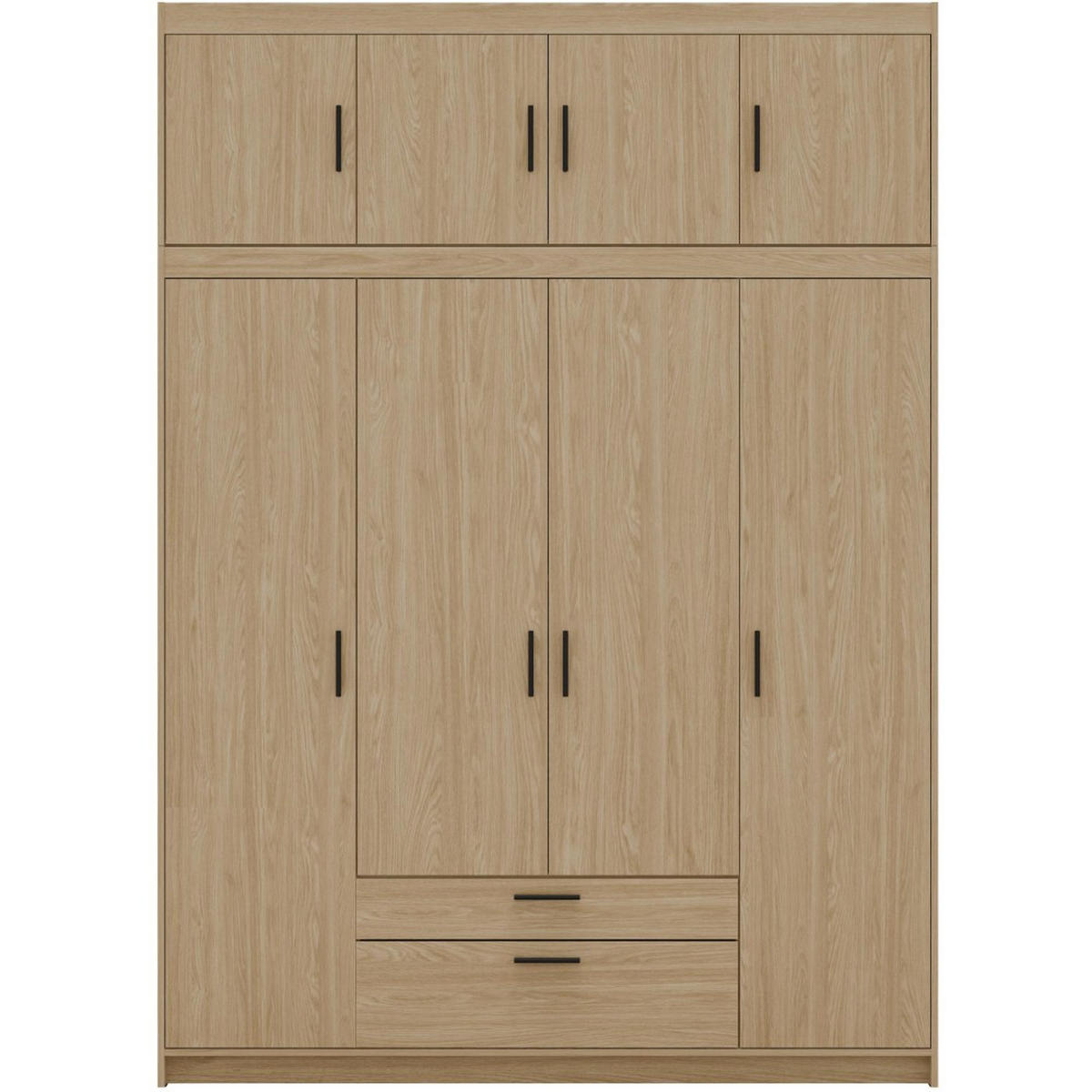 DREHTÜRENSCHRANK Elena mit 4 Türen und 2 Schubladen, mit Aufsatz Eiche Geölt - Eichefarben, Holzwerkstoff (176/245/53cm) - Beautysofa