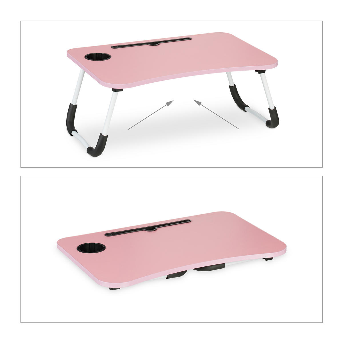 LAPTOPTISCH Rosa klappbar mit Tablethalter - Multicolor, Holzwerkstoff/Kunststoff (40/63/26cm) - Relaxdays