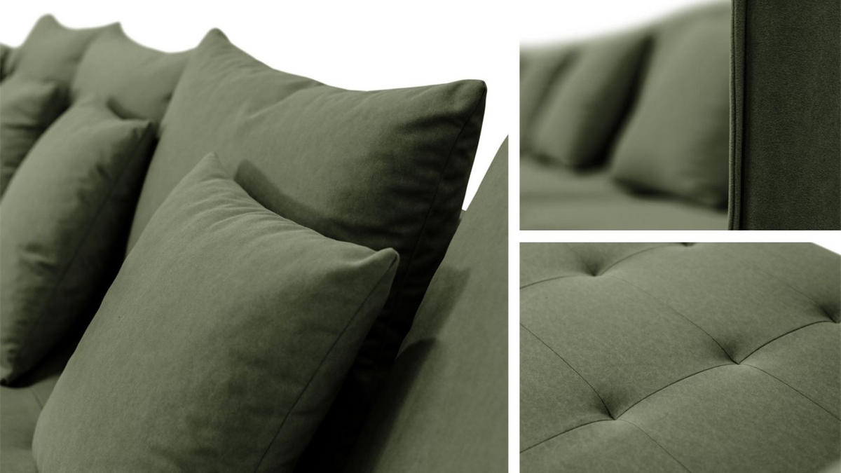 ECKSOFA Sofa U-Form Couch U form Hannover Stoff Castel Grün - Grün, Holz (348/188cm) - Kaiser Möbel