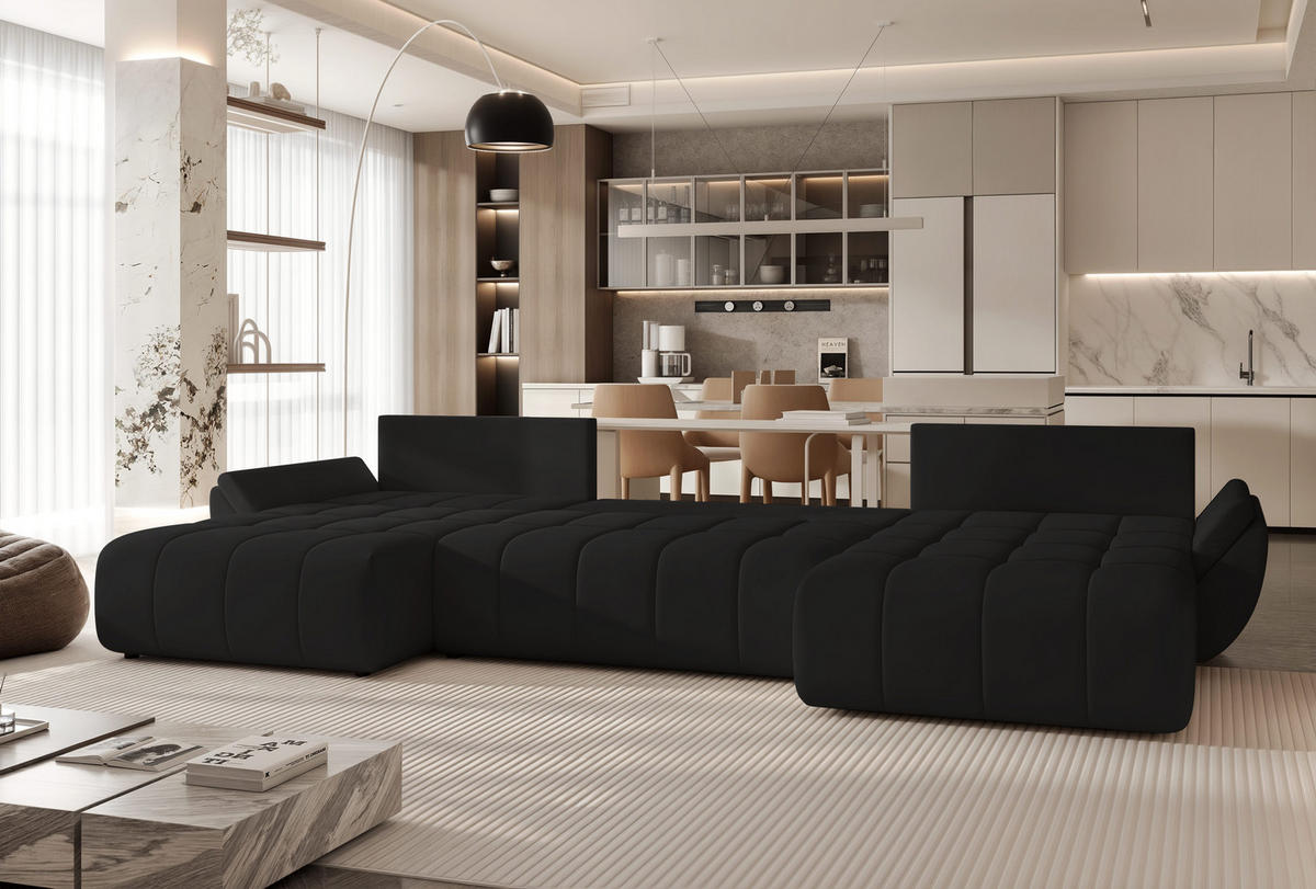 WOHNLANDSCHAFT DIEGO mit Schlaffunktion und Bettkasten Anthrazit - Anthrazit, Holzwerkstoff/Kunststoff (382/91/190cm) - Idohome