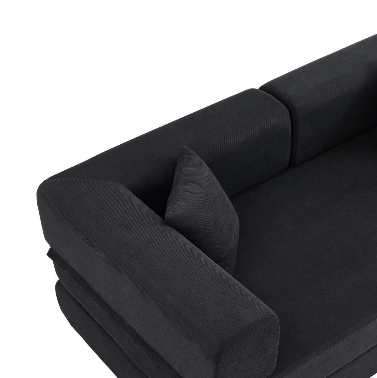 3-SITZER 200/100/70 cm Schlafsofa schwarz aus Cord mit Armlehnen - Schwarz, Textil (100/70/200cm) - OKWISH