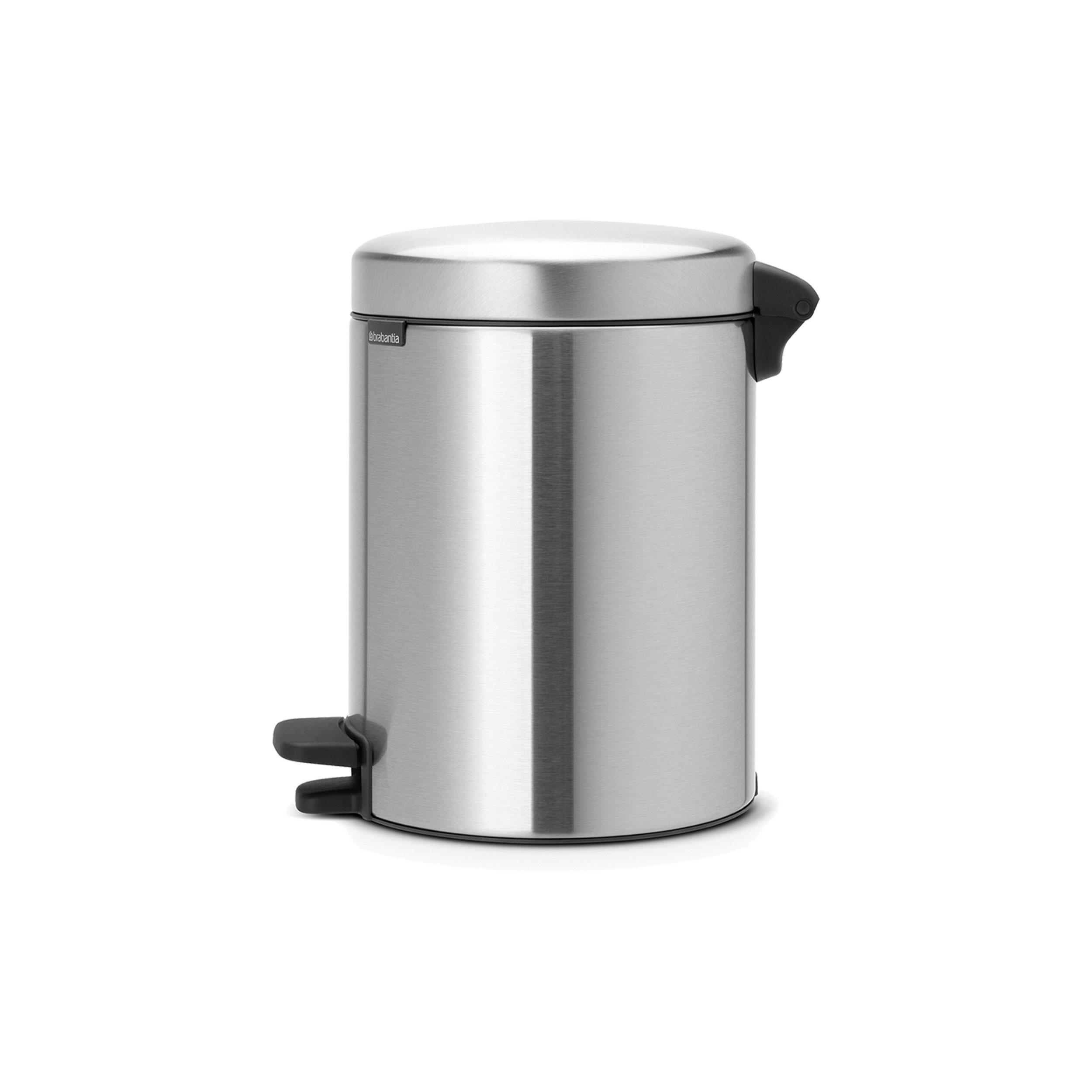 ABFALLEIMER Newicon, Matt Steel, 5 L - Silberfarben, Metall (26.3/30.2/21.7cm) - Brabantia